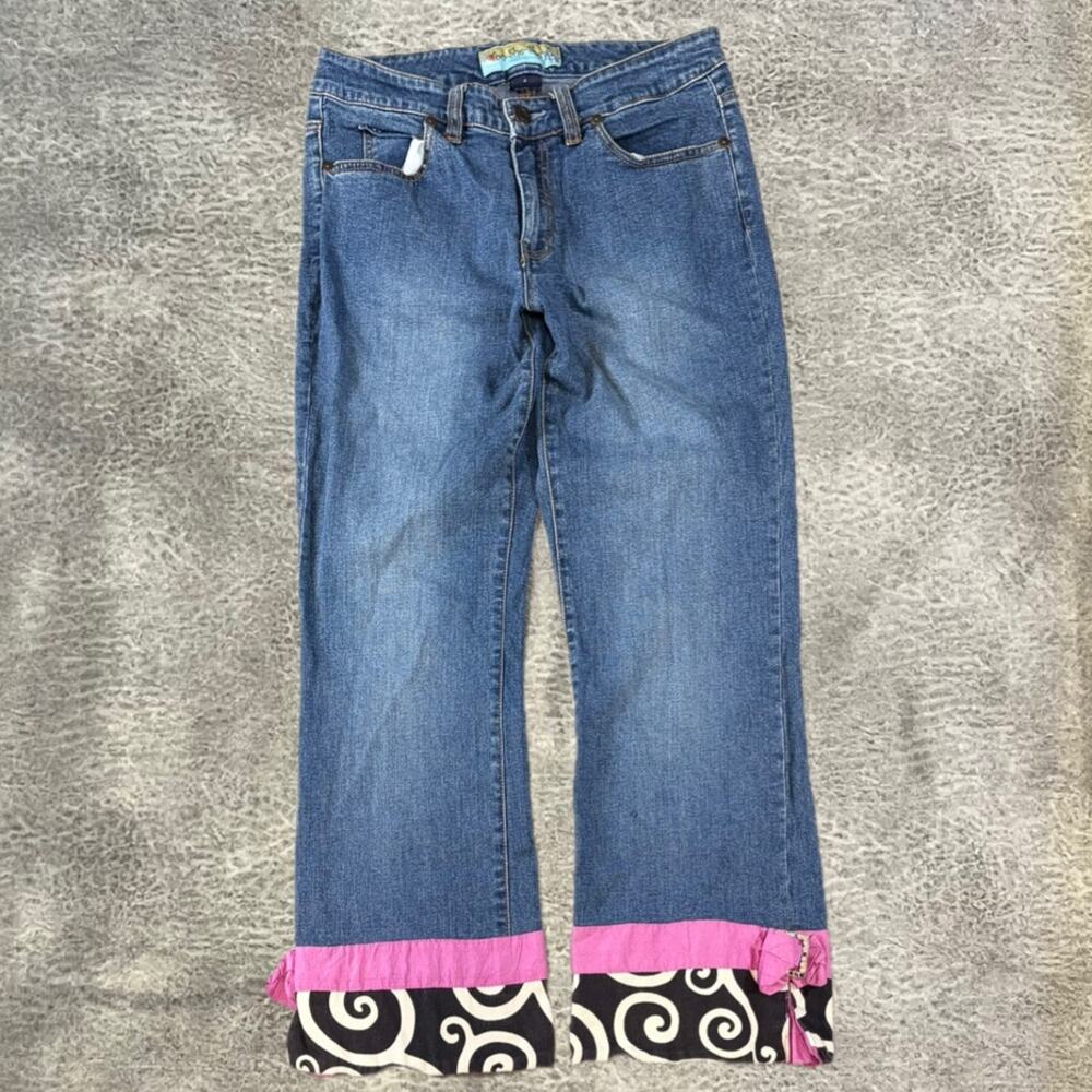 Vintage Y2k Swirl Cuff Wide Leg Jeans